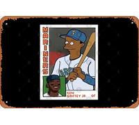 Zuhhgii Targa in latta retrò con scritta in lingua inglese "Homer at the Bat - Ken Griffey Jr. Simpsons Parody Baseball Card Tee Vintage Funny Novelty Metal Signs Man Cave Segni Umoristici Film Musica