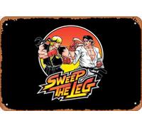 Zuhhgii Targa in latta retrò con scritta "Sweep the Leg", stile vintage, divertente, con scritta in lingua inglese "Man Cave", poster artistico per film, musica e bar, stampa retrò, decorazione da