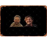 Zuhhgii Targa in latta retrò Nicolas Cage e Pedro Pascal, doppia t-shirt vintage divertente novità segni in metallo uomo grotta segni umoristici film musica bar arte poster stampa retrò decorazione da
