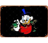 Zuhhgii Targa in latta retrò Scrooge McDuck vintage divertente novità cartello uomo grotta segni umoristici film musica bar arte poster stampa retrò decorazione da parete garage regali 30,5 x 20,3 cm