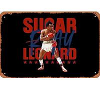 Zuhhgii Targa in latta retrò Sugar Ray Leonard vintage divertente novità segni uomo grotta segni umoristici film musica bar arte poster stampa retrò decorazione da parete garage regali 30,5 x 20,3 cm