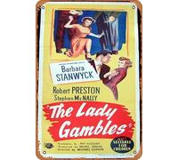 Zuhhgii Targa in latta retrò "The Lady Gambles", poster del film Gambling, Barbara Stanwyck Robert Preston, decorazione da parete per TV bar, grotta, 20,3 x 30,5 cm.