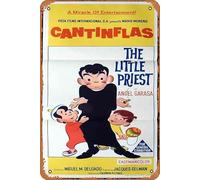 Zuhhgii Targa in latta retrò "The Little Priest", poster originale del film Cantinflas Ángel Garasa Rosa María Vázquez, retro del classico vecchio film, poster in metallo, decorazione da parete per TV