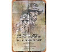 Zuhhgii Targa in latta retrò "The Missori Breaks", poster originale del film Jack Nicholson Marlon Brando retrò del film vecchio poster in metallo per TV bar uomo grotta decorazione da parete 20 x 30