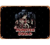 Zuhhgii Targa in latta retrò The Monster Squad, culto classico, horror, anni '80, divertente targa in metallo con uomo caverna, segni umoristici, film, musica, bar, arte poster, stampa retrò