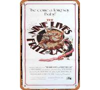 Zuhhgii Targa in latta retrò The Nine Lives of Fritz The Cat, poster originale retrò del classico vecchio film, cartello in metallo per TV bar uomo grotta decorazione da parete 20,3 x 30,5 cm.