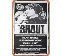 Zuhhgii Targa in latta retrò "The Shout", poster originale del film Alan Bates, Susannah York, John Hurt, retro del classico vecchio film, targa in metallo, decorazione da parete per TV bar, uomo