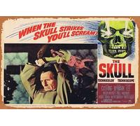 Zuhhgii Targa in latta retrò "The Skull Lobby Card 8 Peter Cushing Christopher Lee Amicus Horror Retro of Classic Old Film Poster metallo TV Bar Man Cave Wall Decor 20,3 x 30,5 cm