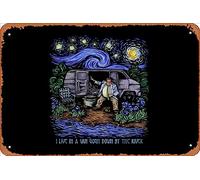 Zuhhgii Targa in latta retrò Van Gogh Down By The River, stile vintage, divertente, con scritta in lingua inglese "Man Cave", con scritta divertente per film, musica e bar, decorazione da parete per