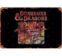 Zuhhgii Targa in latta retrò vintage con scritta "Dungeons and Dragons", divertente targa in metallo, con scritta in lingua inglese "Man Cave", con scritta divertente per film, musica e bar, stampa