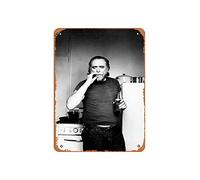 Zuhhgii Targa in latta vintage Charles Bukowski con fotografia vintage, pareti retrò, foto di grandi scrittori, regali per fidanzato, marito, papà, fratello, decorazione da parete, poster artistico in