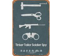 Zuhhgii Targa in latta vintage Tinker Tailor Soldier Spy Funny Classic Musical Bar Pub Cafe Parete Cucina Bagno Poster Karaoke Retro Decorazione Arte Casa Targa Metallo 20,3 x 30,5 cm