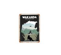 Zuhhgii Targa in latta vintage Wakanda stile retrò stile viaggio stampa divertente musica classica bar pub caffetteria parete cucina bagno poster karaoke retrò decorazione arte decorazione casa targa