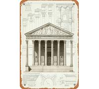 Zuhhgii Targa in metallo con colonne greche classiche, divertente targa decorativa da parete per interni ed esterni, stile retrò, vintage, 20,3 x 30,5 cm