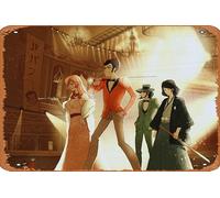 Zuhhgii Targa in metallo con personaggi classici del film - Goemon Ishikawa XIII, Daisuke Jigen, Arsene Lupin III, Fujiko Mine, decorazione da parete divertente per casa, cancello, giardino, bar