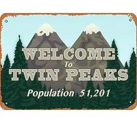 Zuhhgii Targa in metallo con scritta "Welcome to Twin Peaks" (lingua italiana non garantita) con scritta "Welcome to Twin Peaks" (lingua italiana non garantita)