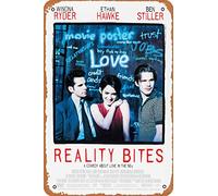 Zuhhgii Targa in metallo dall'aspetto vintage Reality Bites A comedy about love in the '90s 1994, poster del film retrò classico vecchio film, cartello in metallo per bar, regalo da parete