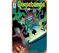 Zuhhgii Targa in metallo retrò a tema anime, con scritta in lingua inglese "GOOSEBUMPS HORRORS OF THE WITCH HOUSE #3 FENOGLIO" - Targa in metallo per musica, bar, ristorante, supermercato, film, idea