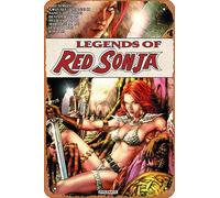 Zuhhgii Targa in metallo retrò a tema anime, con scritta in lingua inglese "Legend of Red Sonja" TP VOL 01, per musica, bar, ristorante, supermercato, film, idea regalo, 20 x 30 cm