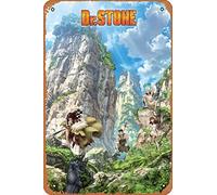 Zuhhgii Targa in metallo retrò ABYstyle Dr Stone World, stile fumetto, divertente, cinema, cinema, grotta, garage, pub musicale, birreria, bar, decorazione da parete, arte 30,5 x 20,3 cm