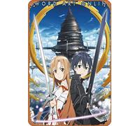 Zuhhgii Targa in metallo retrò ABYstyle Sword Art Online Asuna e Kirito Aincrad, stile comico, segni divertenti, cinema cinema, grotta, garage, pub musicale, birreria, bar, decorazione da parete, arte