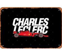 Zuhhgii Targa in metallo retrò Charles Leclerc Ferrari vintage divertente novità segni uomo grotta segni umoristici film musica bar arte poster stampa retrò decorazione da parete garage regali 30,5 x