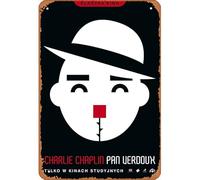 Zuhhgii Targa in metallo retrò con Monsieur Verdoux, Chaplin, poster del film polacco, regalo decorativo, poster con stelle, stile retrò, cartone animato, auto, divertente, in metallo, per bar, casa