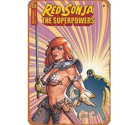 Zuhhgii Targa in metallo retrò con personaggi dei fumetti - Red Sonja the Superpowers #2 CVR B LINSNER - Poster cinematografico per musica, bar, ristorante, supermercato, film, regali anime, 20,3 x