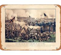 Zuhhgii Targa in metallo retrò con scritta "Currier and Ives Battle at Gettysburg - Poster in latta, decorazione da parete, stile vintage, per bar, ristorante, casa, caffè, bagno, garage, ufficio