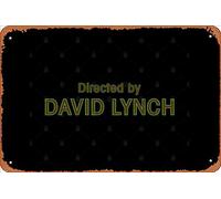 Zuhhgii Targa in metallo retrò con scritta in inglese "Directed by David Lynch", stile vintage, divertente, con scritta in lingua inglese "Man Cave", per film, musica, bar, arte retrò, decorazione da