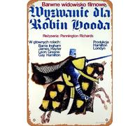 Zuhhgii Targa in metallo retrò con scritta in lingua inglese "A Challenge for Robin Hood", poster del film polacco - Decorazione regalo con stelle retrò cartone animato film animazione auto divertente