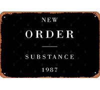 Zuhhgii Targa in metallo retrò con scritta "New Order Substance", stile vintage, divertente, con scritta in lingua inglese "Man Cave", con scritta in lingua inglese "New Order Substance" (lingua