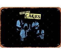 Zuhhgii Targa in metallo retrò con scritta "Nicolas and the Cages (Nic Cage Band Shirt)" (lingua italiana non garantita), stile vintage, divertente, con scritta in lingua inglese "Man Cave", per film