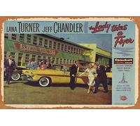 Zuhhgii Targa in metallo retrò con scritta "The Lady takes a flyer", 7 Lana Turner Richard Denning, poster in metallo per TV bar, grotta, decorazione da parete, 20,3 x 30,5 cm.