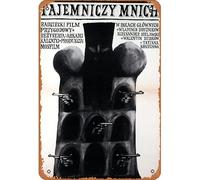 Zuhhgii Targa in metallo retrò con scritta "The Mysterious Monk,Polish Movie Poster - Decor Gifts Star Posters Retro Cartoon Film Animation Car Funny Metal For Music Bar Home Coffee Movie Art Vintage