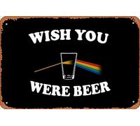 Zuhhgii Targa in metallo retrò con scritta "Wish you were beer", stile vintage, divertente, con scritta in lingua inglese "Wish you were beer", con scritta in lingua inglese "Wish You Were Beer", in
