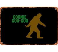 Zuhhgii Targa in metallo retrò Goonie Goo-Gooo vintage divertente novità segni uomo grotta segni umoristici film musica bar arte poster stampa retrò decorazione da parete garage regali 30,5 x 20,3 cm