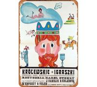 Zuhhgii Targa in metallo retrò Krolewskie igraszki, poster cinematografico polacco - decorazione regalo star poster retrò cartone animato film animazione auto divertente metallo per musica bar casa