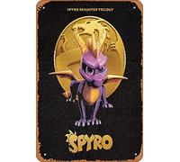 Zuhhgii Targa in metallo retrò piramide Spyro drago dorato stile fumetto segni divertenti cinema cinema teatro, grotta uomo, garage, pub musicale, birreria, bar, decorazione da parete, arte 30,5 x