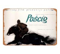 Zuhhgii Targa in metallo retrò Poscig / The Chase, poster del film polacco - Decorazione regalo Star Poster retrò cartone animato film animazione auto divertente metallo per musica bar casa caffè film