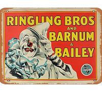 Zuhhgii Targa in metallo retrò - Ringling Bros & Barnum Bailey Vintage Circus Poster Wall Art - Targa in latta, decorazione da parete vintage per bar, ristorante, casa, caffè, bagno, garage, ufficio