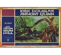 Zuhhgii Targa in metallo retrò "The Last Train From Gun" originale per atrio di Kirk Douglas Anthony Quinn, poster in metallo, decorazione da parete, 20,3 x 30,5 cm