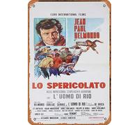 Zuhhgii Targa in metallo retrò The LONER Lo Spericolato Locandina originale Locandina Poster del film Jean-Paul Belmondo Retro of Classic Old Film Poster Targa in metallo TV Bar Man Cave Wall Decor