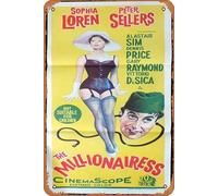 Zuhhgii Targa in metallo retrò "The Millionairess", poster del film Sophia Loren Peter Sellers, decorazione da parete per TV bar, grotta, 20,3 x 30,5 cm.