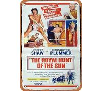 Zuhhgii Targa in metallo retrò "The Royal Hunt of the Sun", poster originale del film Robert Shaw Christopher Plummer, poster in metallo per TV bar, grotta, decorazione da parete, 20 x 30 cm.