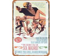 Zuhhgii Targa in metallo retrò "The Secret File of Sol Madrid", poster originale del film David McCallum Telly Savalas, poster vintage classico per film, TV e bar, decorazione artistica da parete