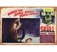 Zuhhgii Targa in metallo retrò "The Skull" Lobby Card 2 Peter Cushing Christopher Lee Amicus Horror retrò del classico vecchio film poster metallo TV bar uomo grotta decorazione da parete 20,3 x 30,5