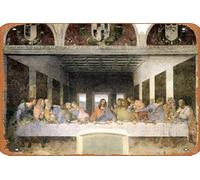 Zuhhgii Targa in metallo vintage, con scritta divertente "The Last Supper" di Leonardo Da Vinci, poster da parete per musicista, grotta, fattoria, bar, pub, club, caffetteria, bagno, film