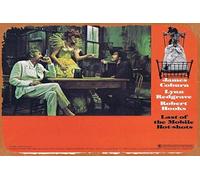 Zuhhgii Targa in metallo vintage con scritta in inglese "Last of the Mobile Hot Shots" 1970 US Lobby Card 3 James Coburn, retro of classic old film, decorazione da parete per bar, karaoke, grotta