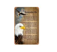 Zuhhgii Targa in metallo vintage con scritta in lingua inglese "Eagle Remember Me With Smiles Not Tears, Remember Me, Poem, Remember Me With Smiles Not Tears Goodby My Friend", decorazione da parete,